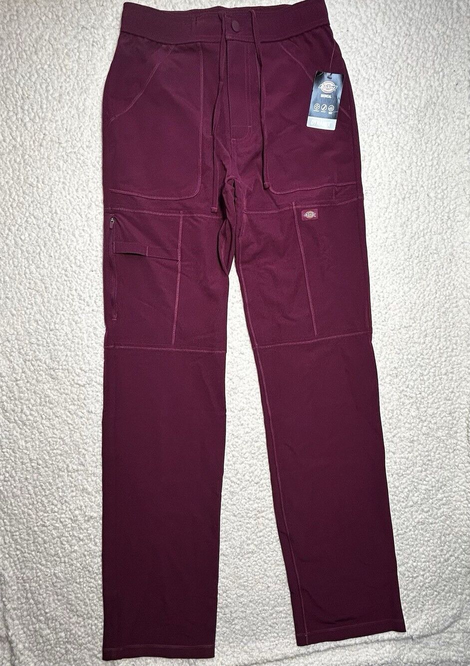 Dickies Dynamix Men's XS Tall Scrub Pants Wine Burgundy Cargo Medical NWT
